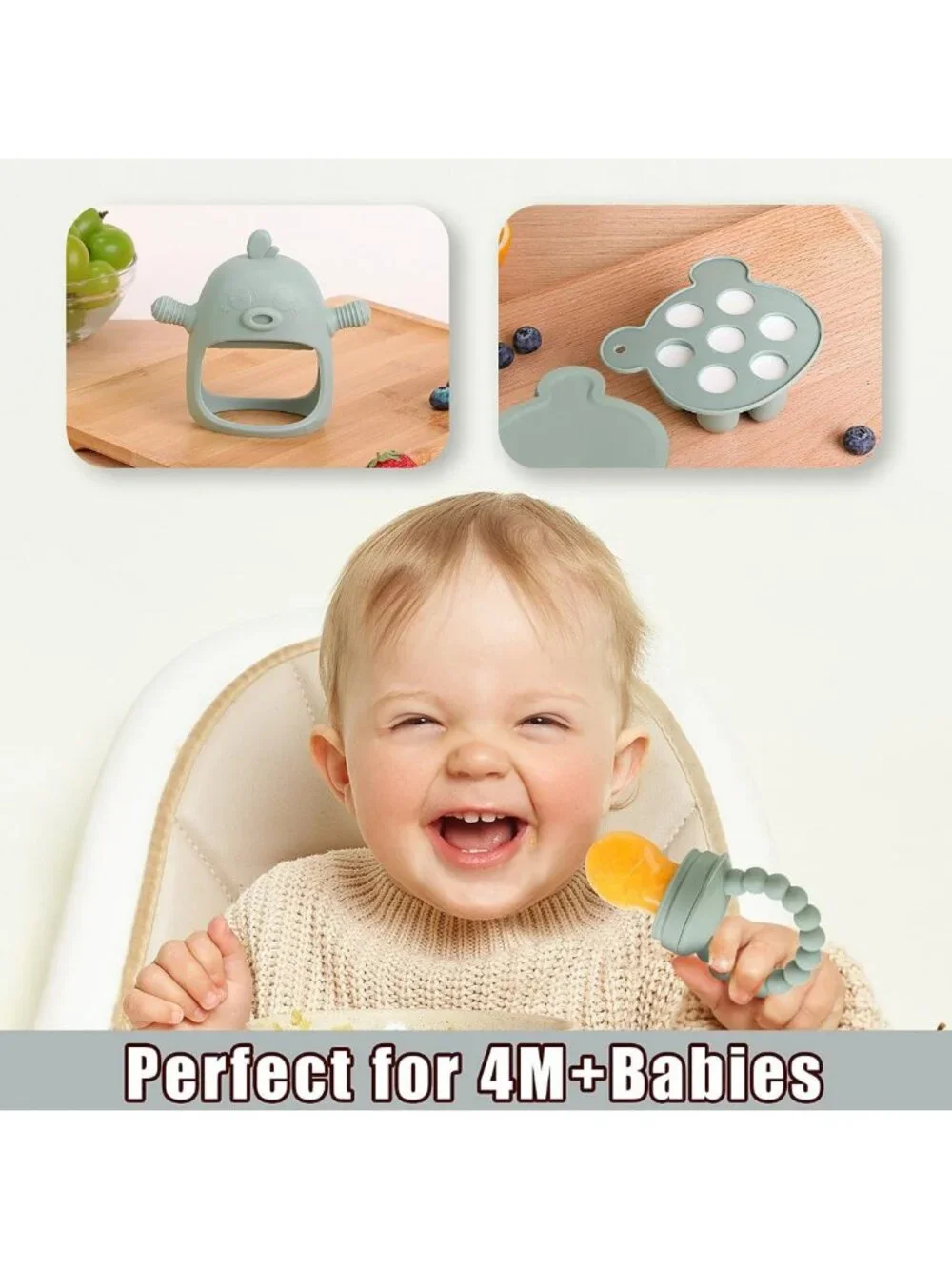 3-in-1 Baby Food Feeder Set - Silicone Popsicle Mold & Teething Toy, BPA Free, 3